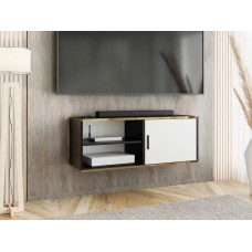 Atvērts TV galdiņš ROJO 2, Melns/Balts/Zelts